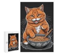 para Adultos 1000 PCS Rompecabezas Orange Cat and Ramen Rompecabezas para Adultos Juego Familiar Corte De Precisión Cumpleaños Y Navidad 1000 PCS