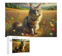 para Adultos 1000 PCS Rompecabezas Painted Cat in Flower Field Rompecabezas para Adultos Juguetes Antiestrés Aliviador del Estrés Juego Desafiante Regalos 1000 PCS