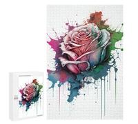 para Adultos 1000 PCS Rompecabezas Painted Rose Art Print Rompecabezas para Adolescentes Juego Práctico Decoración del Hogar Juego Desafiante Regalos 1000 PCS