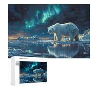 para Adultos 1000 PCS Rompecabezas Polar Bear Aurora Borealis Rompecabezas para Adultos Juego De Ingenio Regalos para Mujeres Diversión En Casa Actividades, 1000 PCS