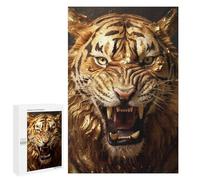 para Adultos 1000 PCS Rompecabezas Powerful Gold Tiger Rompecabezas para Adolescentes Juego Práctico Decoración del Hogar Juego Desafiante Regalos 1000 PCS