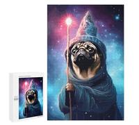 para Adultos 1000 PCS Rompecabezas Pug Wizard Cute Pixel Art Rompecabezas para Adultos Juego Familiar Corte De Precisión Cumpleaños Y Navidad 1000 PCS