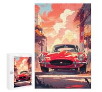 para Adultos 1000 PCS Rompecabezas Red Classic Car Sunset Rompecabezas para Adolescentes Juego Práctico Decoración del Hogar Juego Desafiante Regalos 1000 PCS
