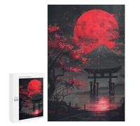 para Adultos 1000 PCS Rompecabezas Red Moon Torii Gate Fuji Rompecabezas para Adultos Juego Familiar Corte De Precisión Cumpleaños Y Navidad 1000 PCS