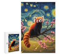 para Adultos 1000 PCS Rompecabezas Red Panda in Starry Night Style Rompecabezas para Adultos Juego Familiar Corte De Precisión Cumpleaños Y Navidad 1000 PCS