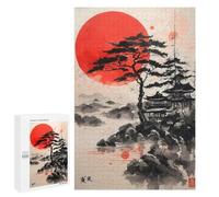 para Adultos 1000 PCS Rompecabezas Red Sun Pagoda Rompecabezas para Adolescentes Juego Práctico Decoración del Hogar Juego Desafiante Regalos 1000 PCS