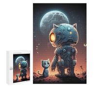 para Adultos 1000 PCS Rompecabezas Robotic Cat Companion Under The Moonlight Rompecabezas para Adultos Juego Familiar Corte De Precisión Cumpleaños Y Navidad 1000 PCS