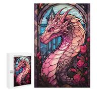 para Adultos 1000 PCS Rompecabezas Rose Valtaria Pink Dragon Rompecabezas para Adultos Juego Familiar Corte De Precisión Cumpleaños Y Navidad 1000 PCS