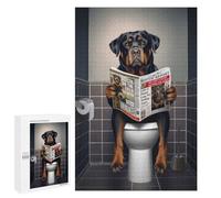 para Adultos 1000 PCS Rompecabezas Rottweiler on The Toilet Rompecabezas para Adultos Juegos Relajantes para La Diversión Familiar Juego Desafiante Regalos 1000 PCS
