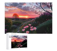 para Adultos 1000 PCS Rompecabezas Sunset Garden Serenity Rompecabezas para Adultos Juguetes Antiestrés Aliviador del Estrés Juego Desafiante Regalos 1000 PCS