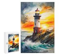 para Adultos 1000 PCS Rompecabezas The Lighthouse at Sunset Rompecabezas para Adultos Juego Familiar Corte De Precisión Cumpleaños Y Navidad 1000 PCS