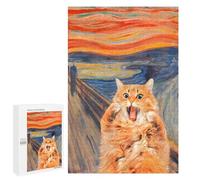 para Adultos 1000 PCS Rompecabezas The Scream Cat Rompecabezas para Adultos Juego Familiar Corte De Precisión Cumpleaños Y Navidad 1000 PCS