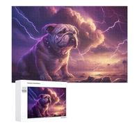 para Adultos 1000 PCS Rompecabezas Thunderstorm Bulldog Majesty Rompecabezas para Adultos Juguetes Antiestrés Difícil Difícil Actividades Divertidas En Casa 1000 PCS