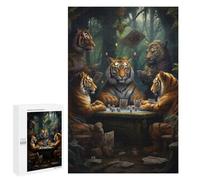para Adultos 1000 PCS Rompecabezas Tigers Playing Poker in The Jungle-1 Rompecabezas para Adultos Juguetes Antiestrés Aliviador del Estrés Juego Desafiante Regalos 1000 PCS
