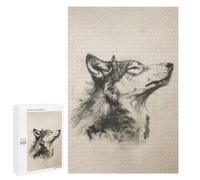 para Adultos 1000 PCS Rompecabezas Wolf in Charcoal Art Rompecabezas para Adultos Juegos Relajantes para La Diversión Familiar Juego Desafiante Regalos 1000 PCS