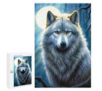para Adultos 1000 PCS Rompecabezas Wolf Moonlit Forest Rompecabezas para Adultos Juego Familiar Corte De Precisión Cumpleaños Y Navidad 1000 PCS