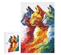 para Adultos 1000 PCS Rompecabezas World of Colorful Cat Art Rompecabezas para Adultos Juego Familiar Corte De Precisión Cumpleaños Y Navidad 1000 PCS
