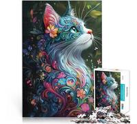 para Adultos 1000 Piezas “El Encantador Mundo de los Gatos” Hecho de Papel,para Mayores de 14 años decoración de Pared Juegos Juguetes Regalo。tamaño:26x38cm/10.24x14.96pulgada