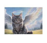 para Adultos 1000pcs(38x26cm) Rompecabezas Angel Cat Heaven Scene Rompecabezas para Adultos Juegos Familiares Desafío Difícil Actividades Divertidas En Casa 1000pcs(38x26cm)