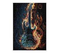 para Adultos 1000pcs(38x26cm) Rompecabezas Electric Guitar on Fire Art Print Rompecabezas para Adultos Juego Práctico Regalo De Cumpleaños Diversión En Casa Actividades, 1000pcs(38x26cm)