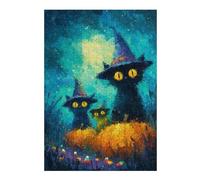 para Adultos 1000pcs(38x26cm) Rompecabezas Halloween Witch Cats Painting Rompecabezas para Adultos Juegos Familiares Corte De Precisión Juego Desafiante Regalos 1000pcs(38x26cm)