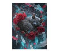 para Adultos 1000pcs(52x38cm) Rompecabezas Dreamy Cat with Roses Rompecabezas para Adultos Juegos Familiares Corte De Precisión Juego Desafiante Regalos 1000pcs(52x38cm)