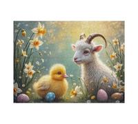 para Adultos 1000pcs(52x38cm) Rompecabezas Easter Goat and Chick Scene Rompecabezas para Adultos Juegos Familiares Desafío Difícil Actividades Divertidas En Casa 1000pcs(52x38cm)