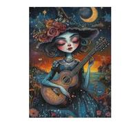 para Adultos 1000pcs(52x38cm) Rompecabezas Fantasy Witch Playing Guitar Rompecabezas para Adultos Juegos Familiares Corte De Precisión Juego Desafiante Regalos 1000pcs(52x38cm)