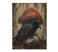 para Adultos 1000pcs(52x38cm) Rompecabezas Mystical Forest Crow with Mushroom Hat Rompecabezas para Adultos Juego De Ingenio Análisis Y Lógica Cumpleaños Y Navidad 1000pcs(52x38cm)