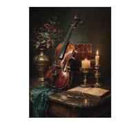 para Adultos 1000pcs(52x38cm) Rompecabezas Vintage Violin Still Life with Candles Rompecabezas para Adultos Juego Práctico Regalo De Cumpleaños Diversión En Casa Actividades, 1000pcs(52x38cm)