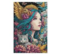 para Adultos 1000pcs(75x50cm) Rompecabezas Fantasy Angel with Flowers and Cat Rompecabezas para Adultos Juego De Ingenio Análisis Y Lógica Cumpleaños Y Navidad 1000pcs(75x50cm)
