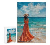 para Adultos 300 PCS Rompecabezas A Lonely Woman in A Beach Rompecabezas para Adultos Juego Familiar Corte De Precisión Cumpleaños Y Navidad 300 PCS