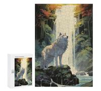 para Adultos 300 PCS Rompecabezas A Wolf at The Waterfall Rompecabezas para Adultos Juego Familiar Corte De Precisión Cumpleaños Y Navidad 300 PCS