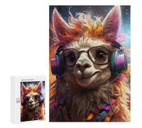 para Adultos 300 PCS Rompecabezas Alpaca with Headphones Rompecabezas para Adultos Juego De Ingenio Regalos para Mujeres Diversión En Casa Actividades, 300 PCS