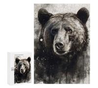 para Adultos 300 PCS Rompecabezas Bear Wild Beauty Black Ink Rompecabezas para Adultos Juego Familiar Corte De Precisión Cumpleaños Y Navidad 300 PCS