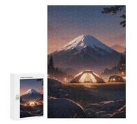 para Adultos 300 PCS Rompecabezas Beautiful Fuji at Camping Rompecabezas para Adultos Juegos Relajantes para La Diversión Familiar Juego Desafiante Regalos 300 PCS