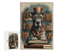 para Adultos 300 PCS Rompecabezas Book Smart Great Dane Dog Rompecabezas para Adolescentes Juego Práctico Decoración del Hogar Juego Desafiante Regalos 300 PCS