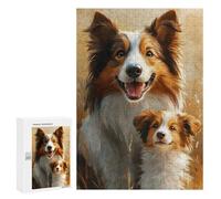 para Adultos 300 PCS Rompecabezas Border Collie Puppy Portrait Rompecabezas para Adultos Juegos Relajantes para La Diversión Familiar Juego Desafiante Regalos 300 PCS
