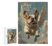 para Adultos 300 PCS Rompecabezas Bulldog with Angel Wings A Tribute to A Loyal Friend Rompecabezas para Adultos Juego Familiar Corte De Precisión Cumpleaños Y Navidad 300 PCS