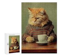 para Adultos 300 PCS Rompecabezas Caffeine Cat 6 Rompecabezas para Adultos Juegos Relajantes para La Diversión Familiar Juego Desafiante Regalos 300 PCS