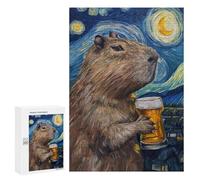para Adultos 300 PCS Rompecabezas Capybara Drinking Beer Rompecabezas para Adultos Juego Familiar Corte De Precisión Cumpleaños Y Navidad 300 PCS