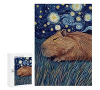 para Adultos 300 PCS Rompecabezas Capybara in Starry Night Style Rompecabezas para Adultos Juegos Relajantes para La Diversión Familiar Juego Desafiante Regalos 300 PCS