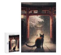 para Adultos 300 PCS Rompecabezas Cat Gate Japan Landscape Rompecabezas para Adultos Juego Familiar Corte De Precisión Cumpleaños Y Navidad 300 PCS