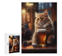 para Adultos 300 PCS Rompecabezas Cat Pub Beer Rompecabezas para Adolescentes Juego Práctico Decoración del Hogar Juego Desafiante Regalos 300 PCS