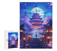 para Adultos 300 PCS Rompecabezas Celestial Sakura Temple Rompecabezas para Adultos Juego Familiar Corte De Precisión Cumpleaños Y Navidad 300 PCS