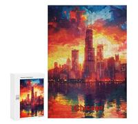 para Adultos 300 PCS Rompecabezas Chicago Art Rompecabezas para Adultos Juego Familiar Corte De Precisión Cumpleaños Y Navidad 300 PCS