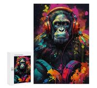 para Adultos 300 PCS Rompecabezas Chimp Colorful Monkey Music Art Rompecabezas para Adultos Juego Familiar Corte De Precisión Actividades Divertidas En Casa 300 PCS