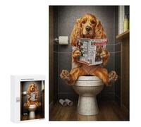 para Adultos 300 PCS Rompecabezas Cocker Spaniel on Toilet Rompecabezas para Adultos Juego Familiar Corte De Precisión Cumpleaños Y Navidad 300 PCS