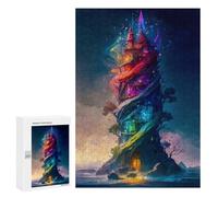 para Adultos 300 PCS Rompecabezas Colorful Castle The Glass Rompecabezas para Adultos Juegos Relajantes para La Diversión Familiar Juego Desafiante Regalos 300 PCS