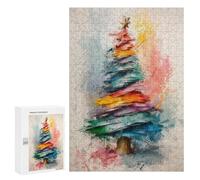 para Adultos 300 PCS Rompecabezas Colorful Christmas Tree Rompecabezas para Adultos Juego Familiar Corte De Precisión Cumpleaños Y Navidad 300 PCS